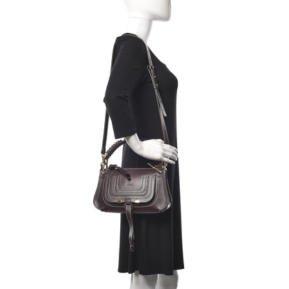 Chloe Shiny Calfskin Small Marcie Saddle Shoulder Bag Black Raisin 2 of 11