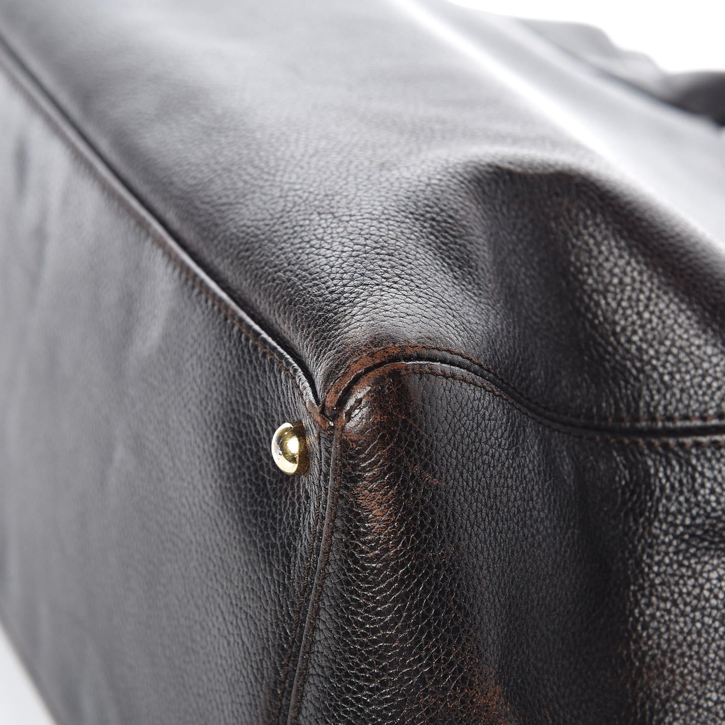 Calfskin Cerf Executive Shopper Tote Dark Brown