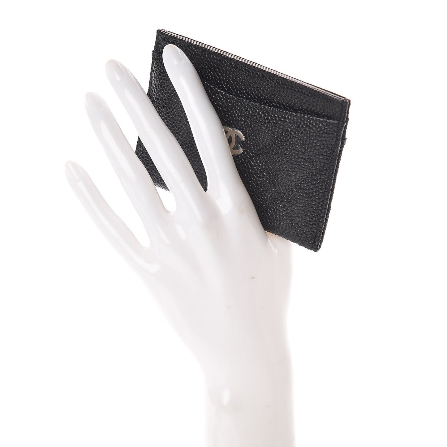 Caviar Quilted Card Holder Black