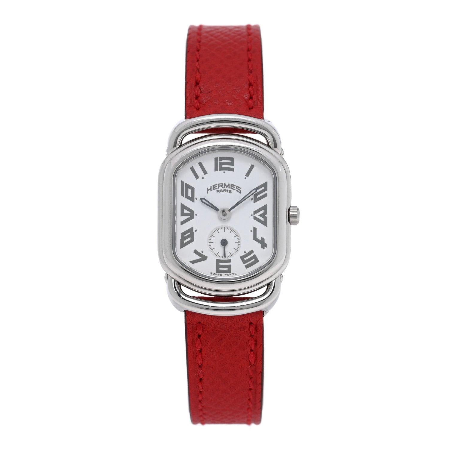 Hermes Stainless Steel Epsom 20mm Rallye Quartz Watch Rouge 1 of 4