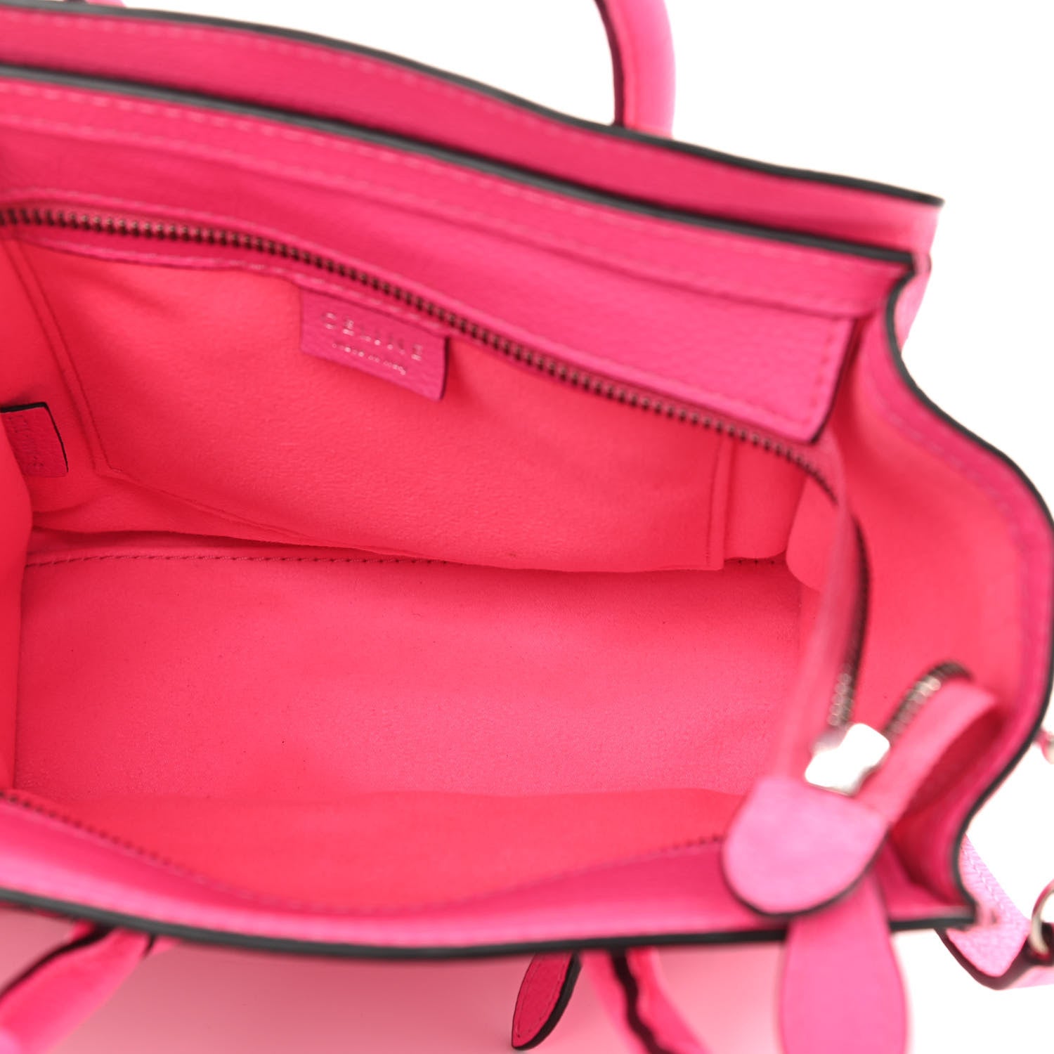 Celine Drummed Calfskin Nano Luggage Fluo Pink 5 of 11