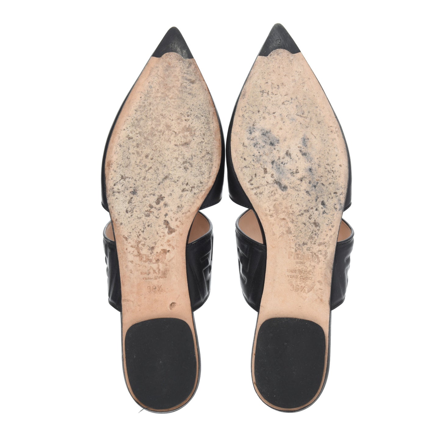 Vitello FF Embossed Flat Mules 36.5 Black