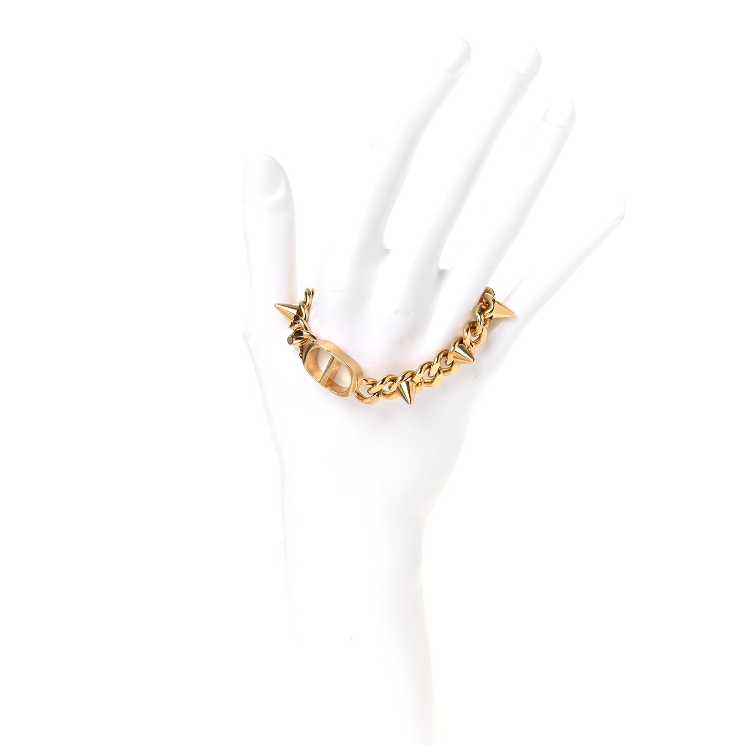 Christian Dior Metal Petit CD Spikes Chain Bracelet Gold 2 of 4