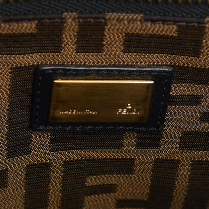 Fendi Goatskin Zucca Large Peekaboo Iconic Satchel Black Tobacco 7 of 13
