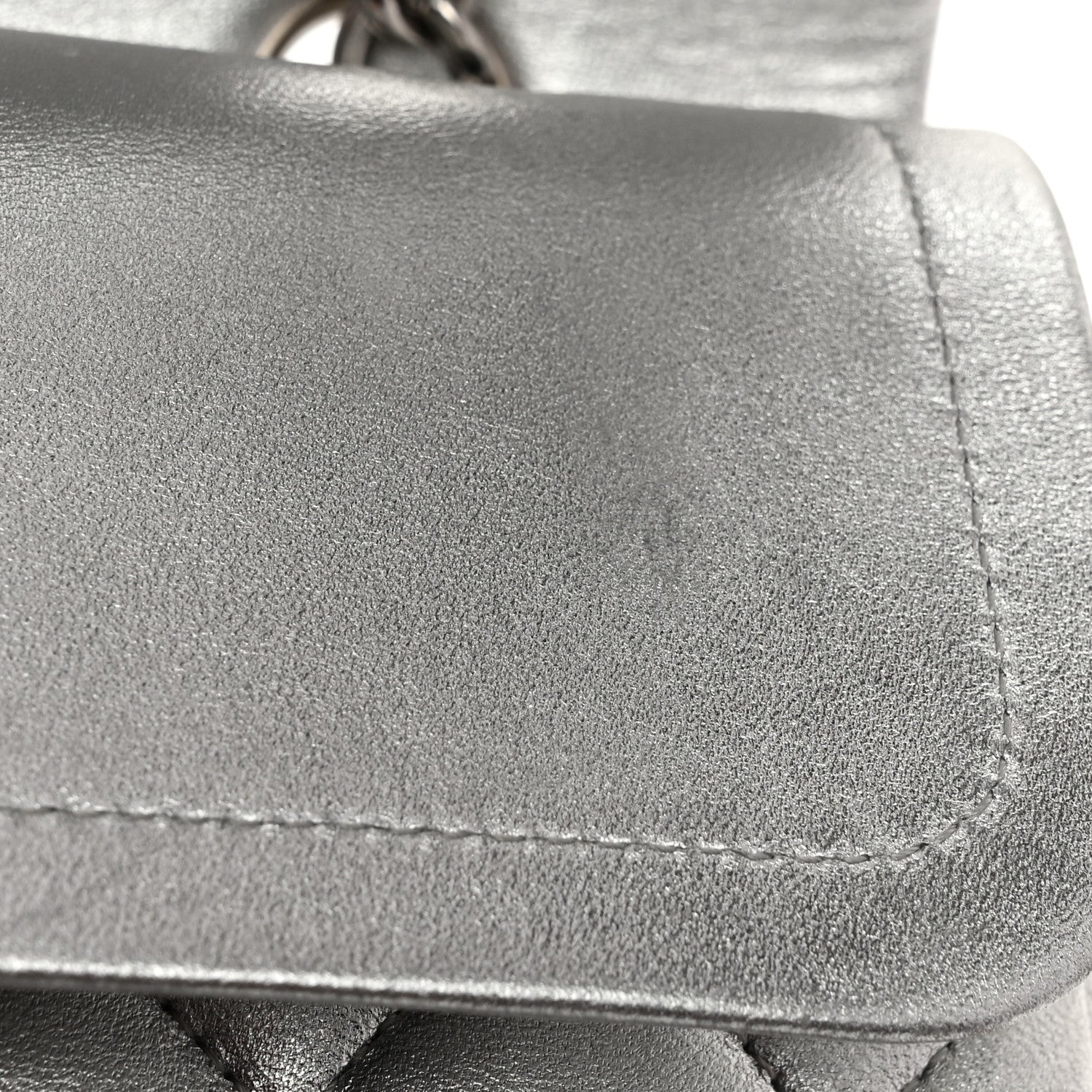 Chanel Metallic Lambskin Quilted Medium Double Flap Silver 12 of 15