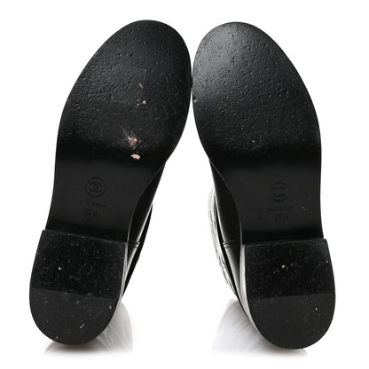 Chanel Calfskin Camellia Short Boots 37.5 Black 6 of 8