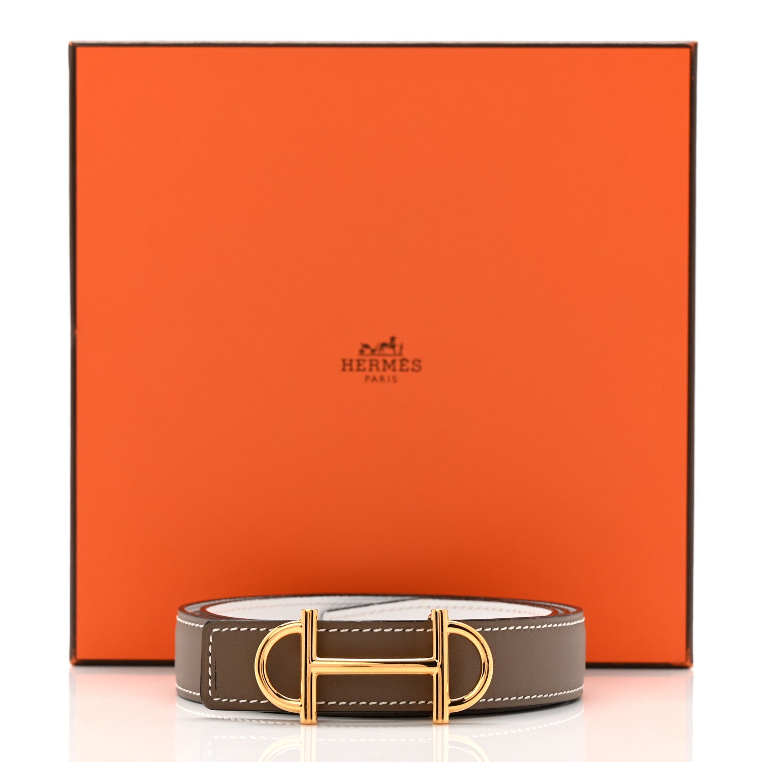 Hermes Epsom Swift 24mm Gamma Belt 75 30 Etoupe White 7 of 7
