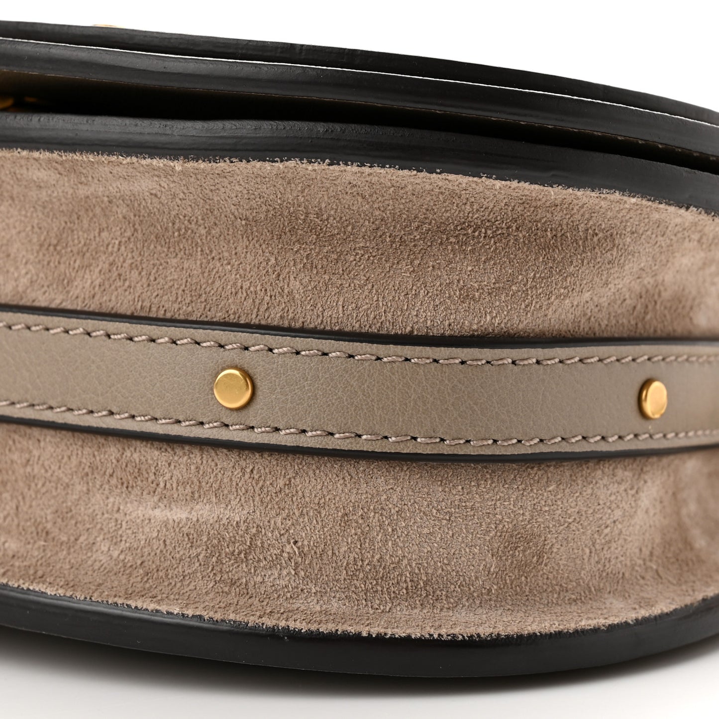 Calfskin Suede Small Nile Bracelet Bag Motty Grey