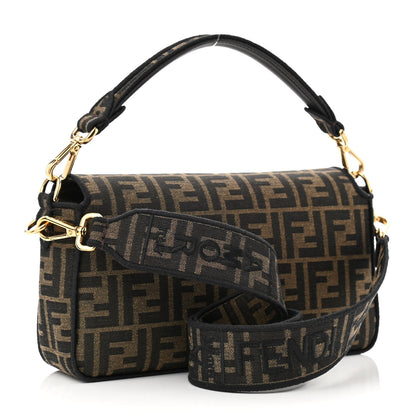 Fendi Fabric Jacquard FF 1974 Medium Baguette Tobacco Moro Black 3 of 10