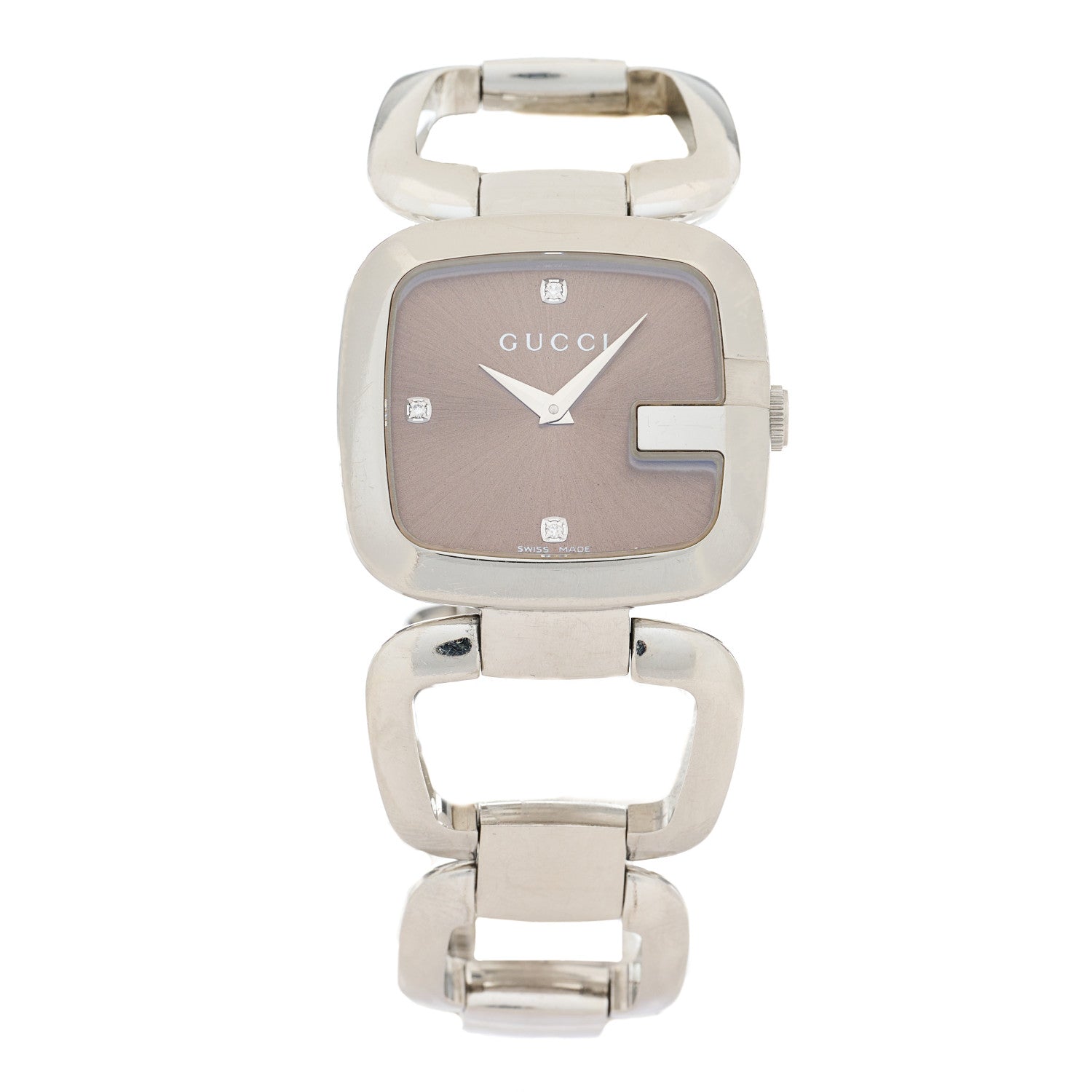 Gucci Stainless Steel Diamond 32mm G-Gucci Square Quartz Watch Brown 1 of 3