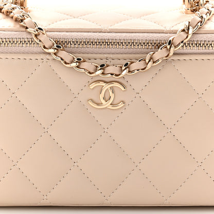 Chanel Lambskin Quilted Small Top Handle Vanity Case With Chain Ecru Dark Beige 8 of 11