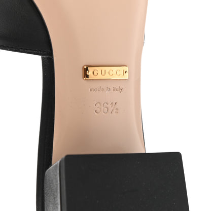 Gucci Malaga Kid Zumi Mid Heel Slide Sandals 36.5 Black 6 of 11