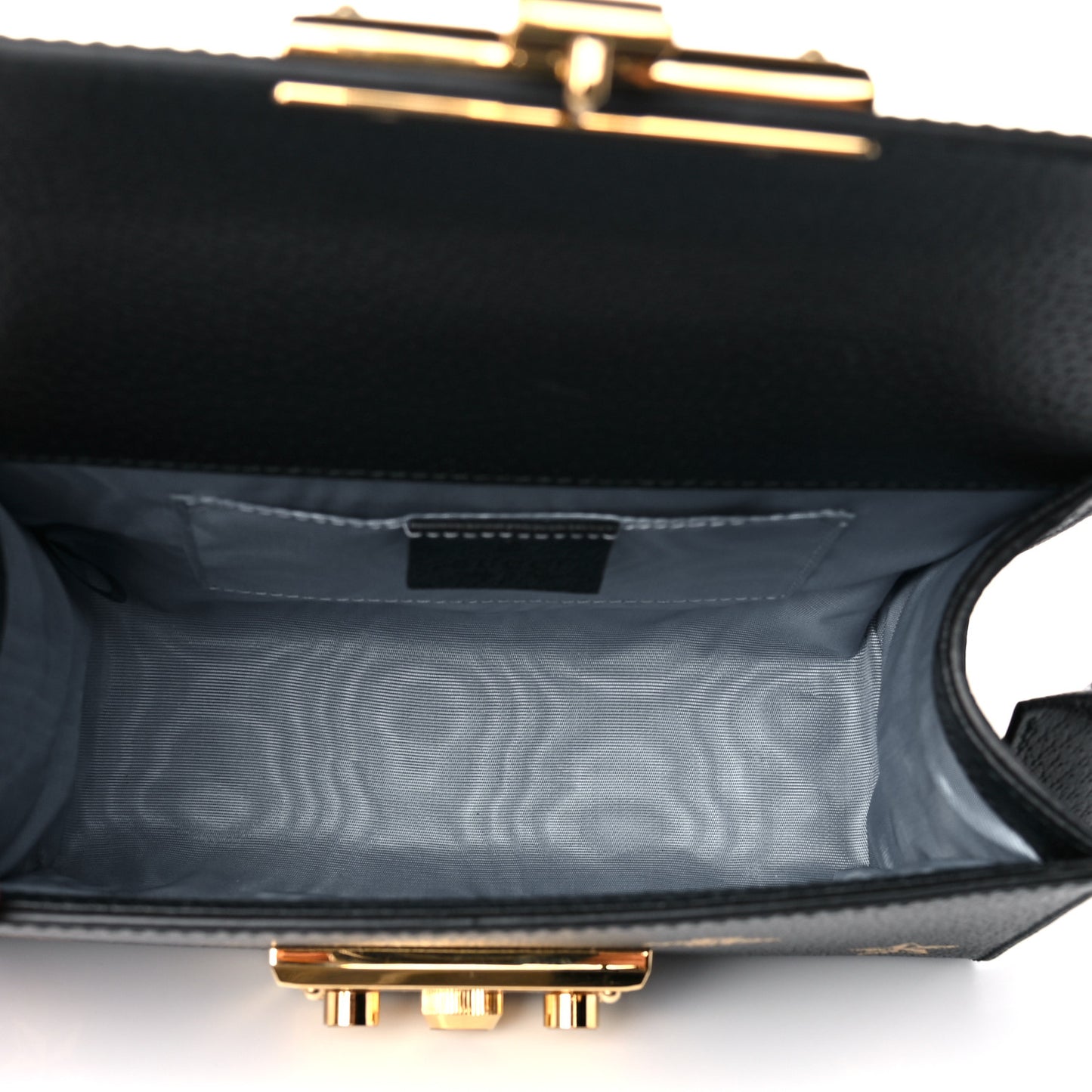 Grained Calfskin Bee Star Small Padlock Shoulder Bag Black