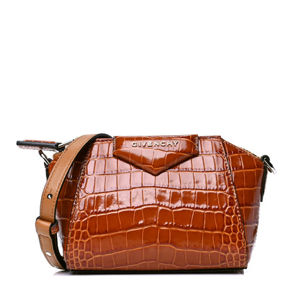 Givenchy Calfskin Crocodile Embossed Nano Antigona Tan 1 of 5