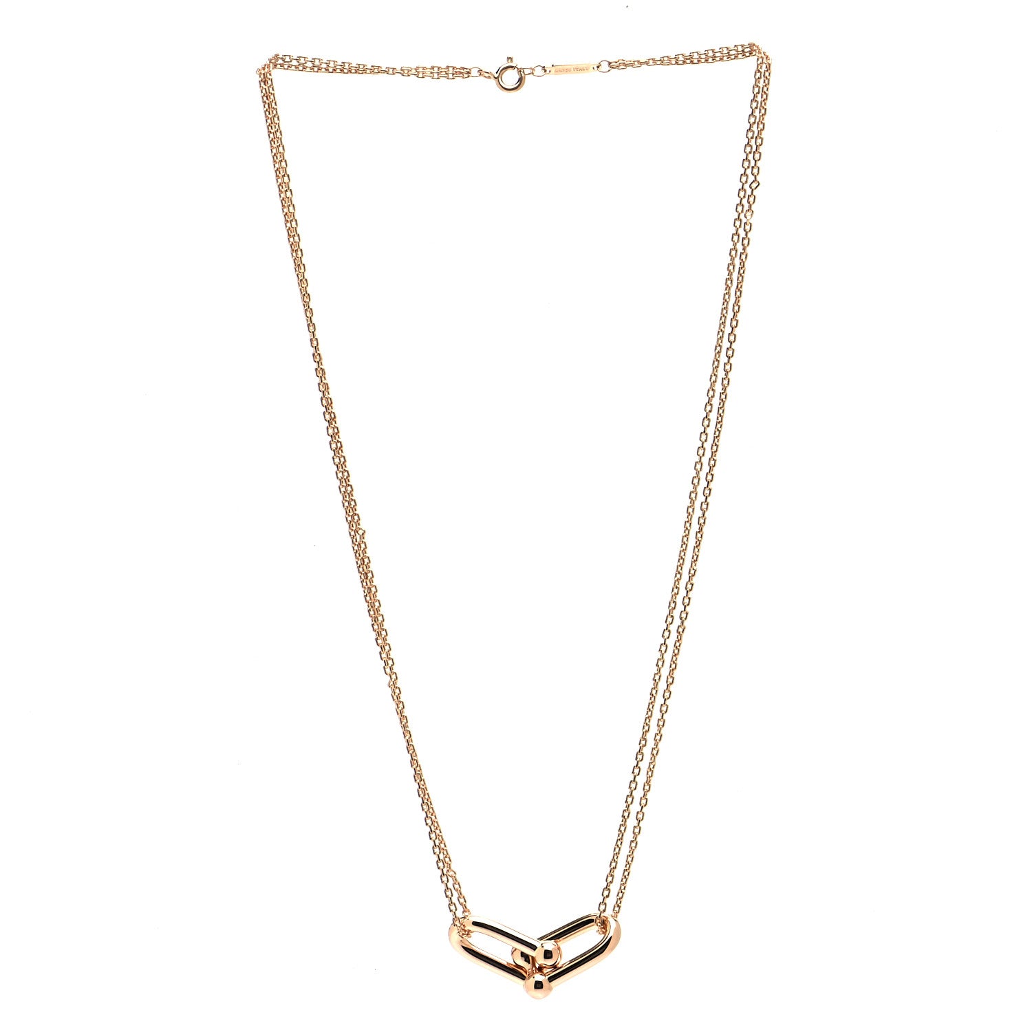 Tiffany 18K Rose Gold HardWear Double Link Pendant Necklace 2 of 5