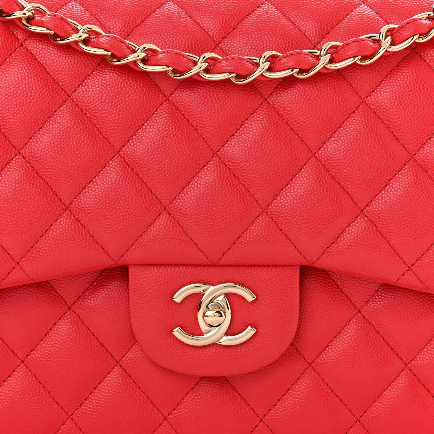 Chanel Caviar Quilted Jumbo Double Flap Red 8 of 11