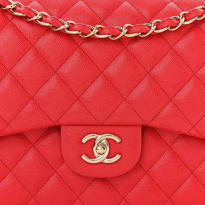 Chanel Caviar Quilted Jumbo Double Flap Red 8 of 11