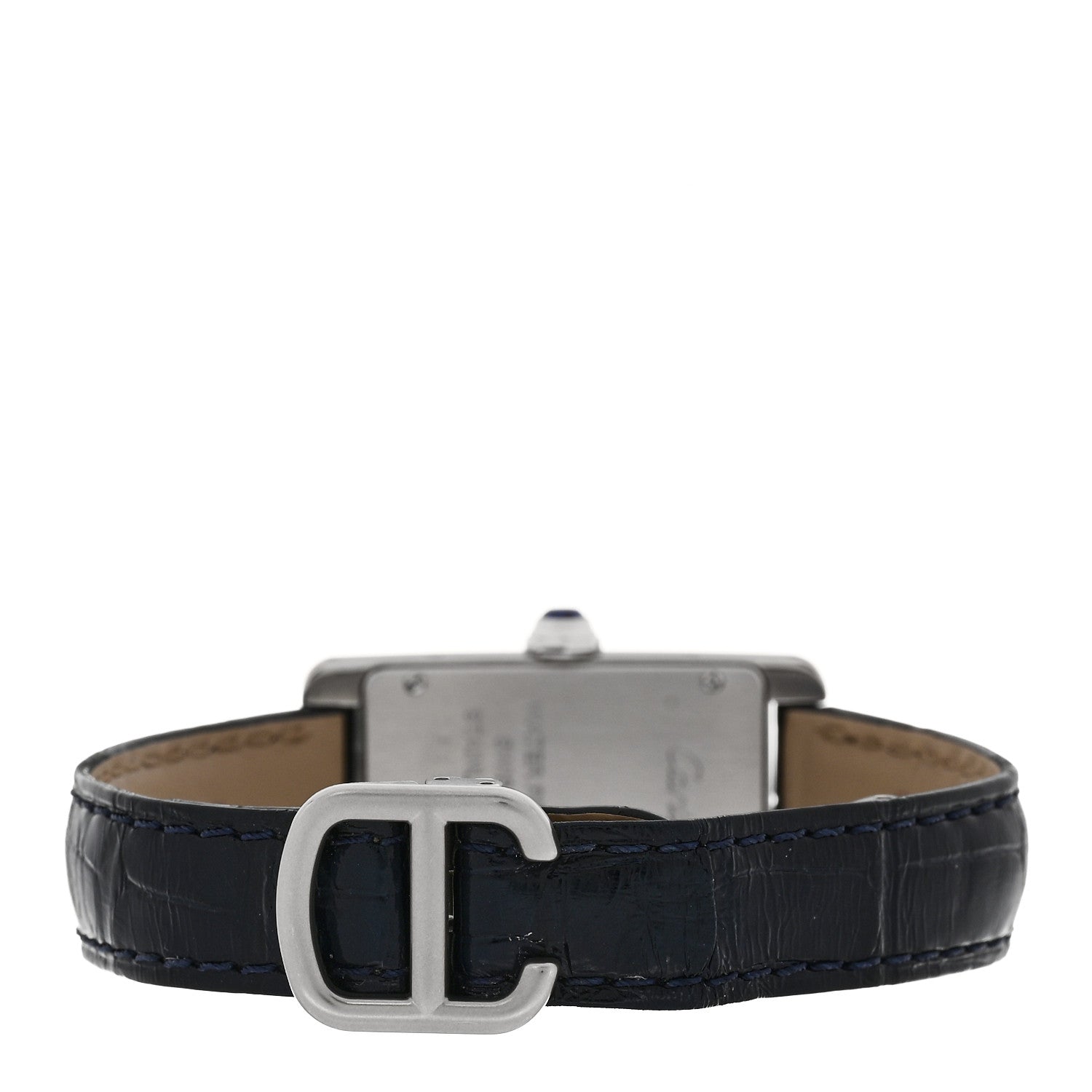 Cartier Stainless Steel Alligator 19mm Tank Americaine Quartz Watch Blue 3 of 5