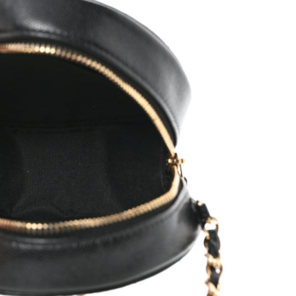 Chanel Caviar Quilted Gripoix CC Round Clutch With Chain Black 5 of 7
