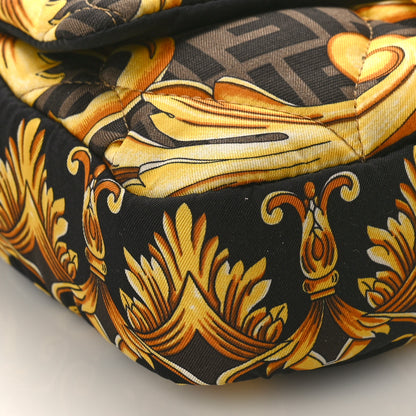 Fendi X VERSACE Silk Fendace FF Baroque Quilted Scarf Baguette Black Gold 7 of 8