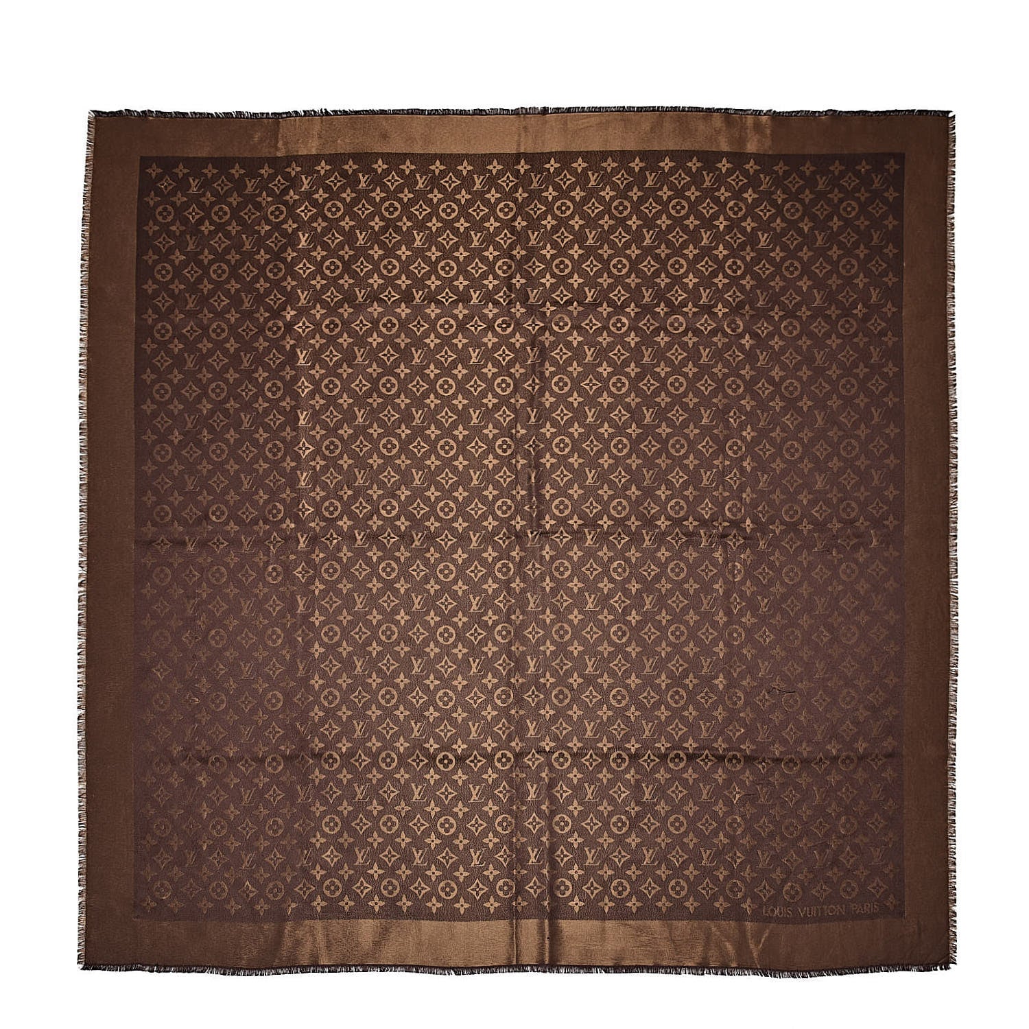 Louis Vuitton Silk Lurex Wool Monogram Shine Shawl Brown 1 of 7