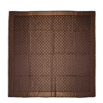 Louis Vuitton Silk Lurex Wool Monogram Shine Shawl Brown 1 of 7