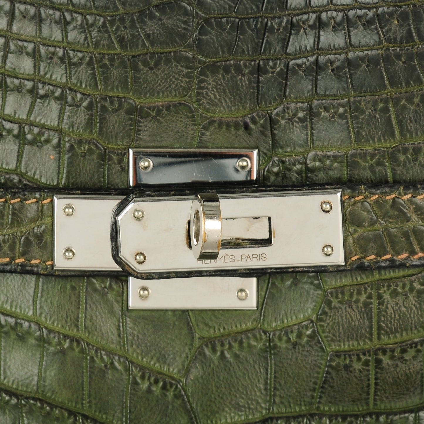 Shiny Niloticus Crocodile Kelly Sport 26 Vert Olive