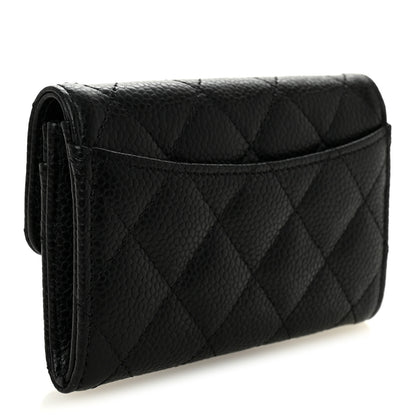 Chanel Caviar Quilted Flap Card Holder Wallet Black 3 of 9