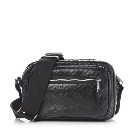 Burberry Calfskin Embossed Monogram Small Camera Bag Black 1 of 9