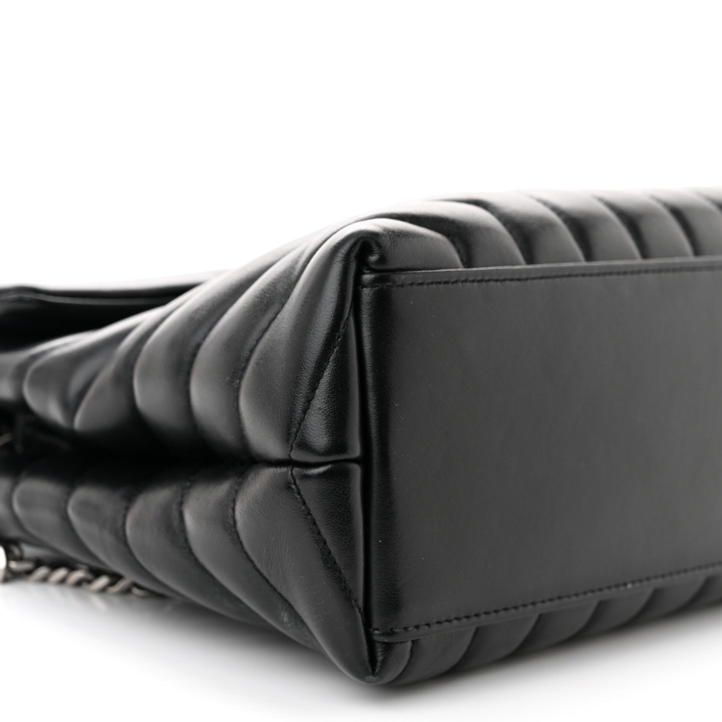 Calfskin Y Quilted Monogram Medium Loulou Chain Satchel Black
