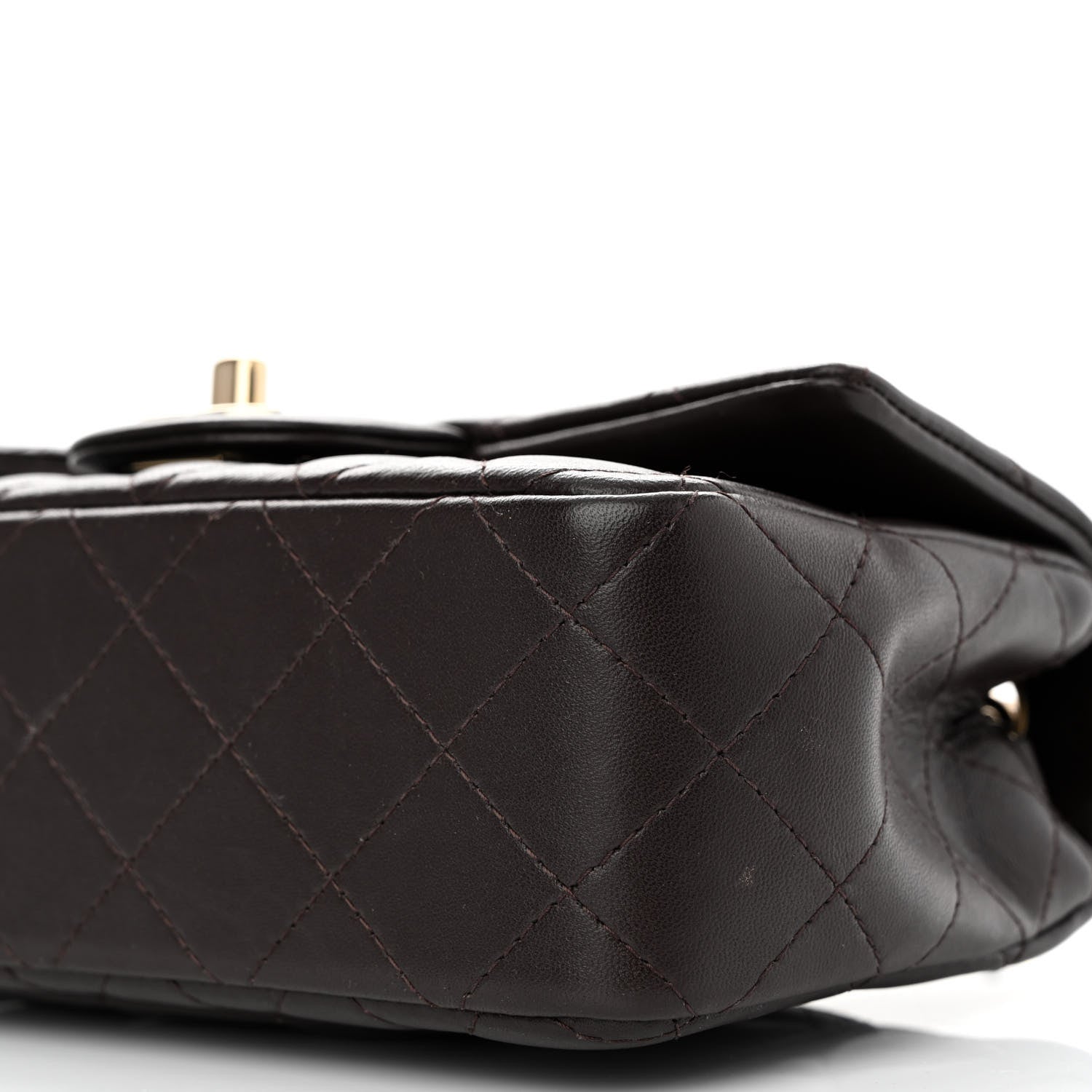 Chanel Lambskin Quilted Mini Rectangular Flap Dark Brown 10 of 14