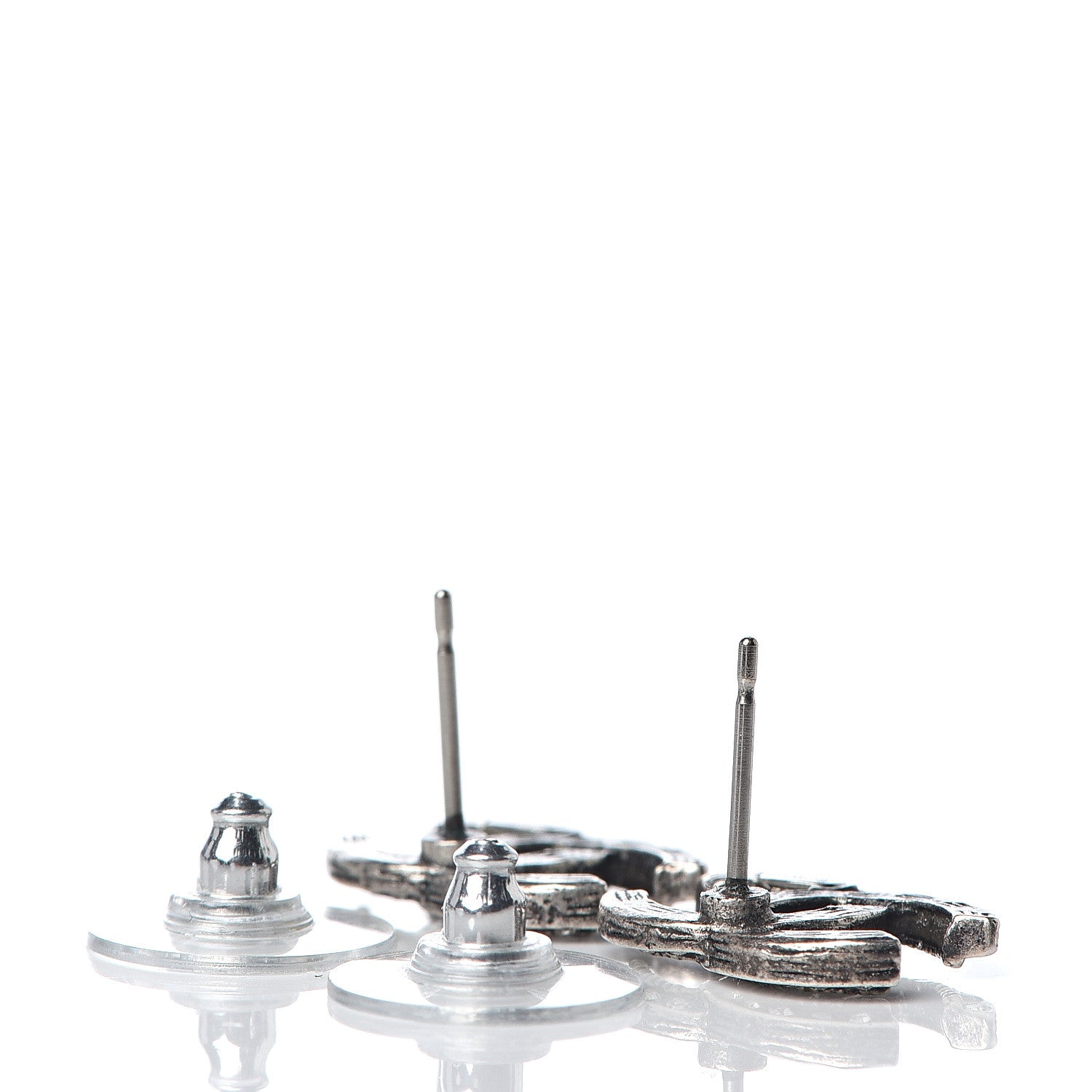 Chanel Crystal Mini CC Earrings Silver 3 of 4