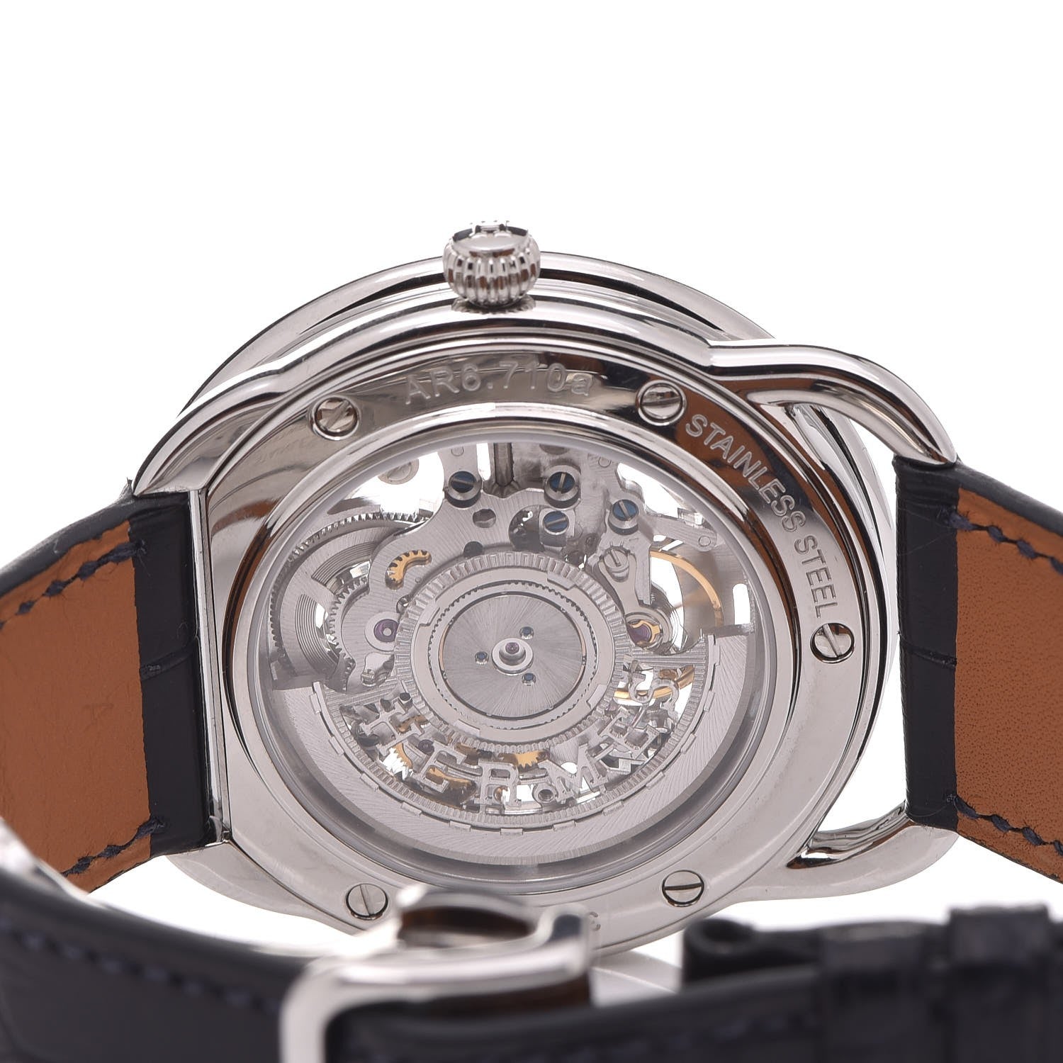 Hermes Stainless Steel Alligator 41mm Arceau Squelette Automatic Watch Marine 5 of 13