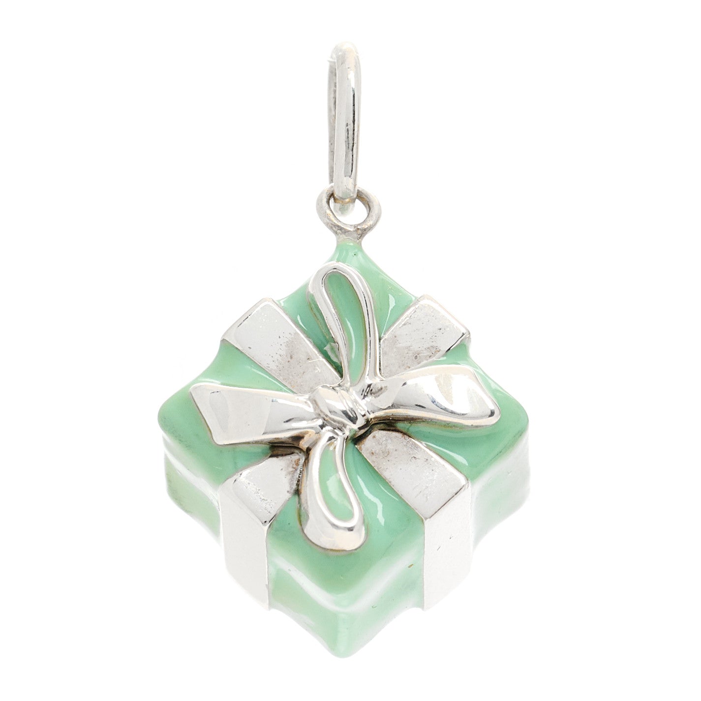 Sterling Silver Enamel Gift Box Charm Blue
