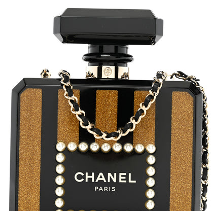Chanel Plexiglass Perfume Bottle Clutch Black Gold 8 of 11