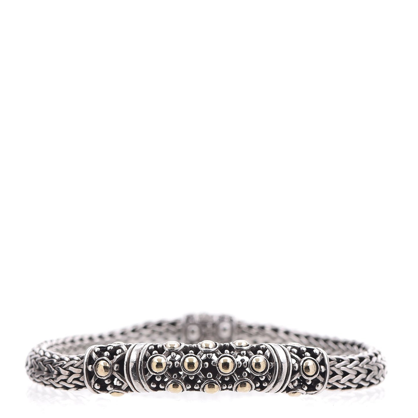 Sterling Silver 18K Yellow Gold Jaisalmer Wheat Chain Dot Bracelet