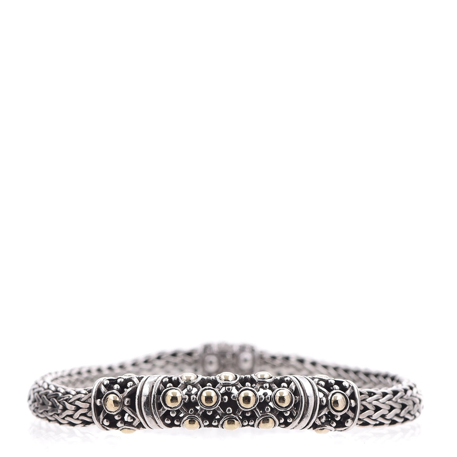 John Hardy Sterling Silver 18K Yellow Gold Jaisalmer Wheat Chain Dot Bracelet 1 of 6