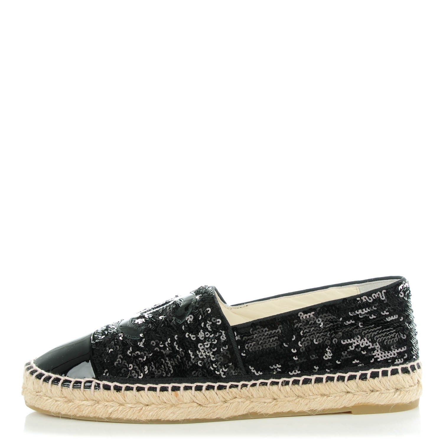 Chanel Patent Sequin CC Espadrilles 39 Black 1 of 9