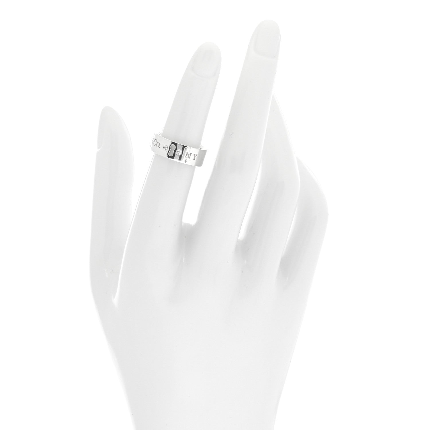 Tiffany Sterling Silver Diamond Locks Ring 49 4.75 2 of 4