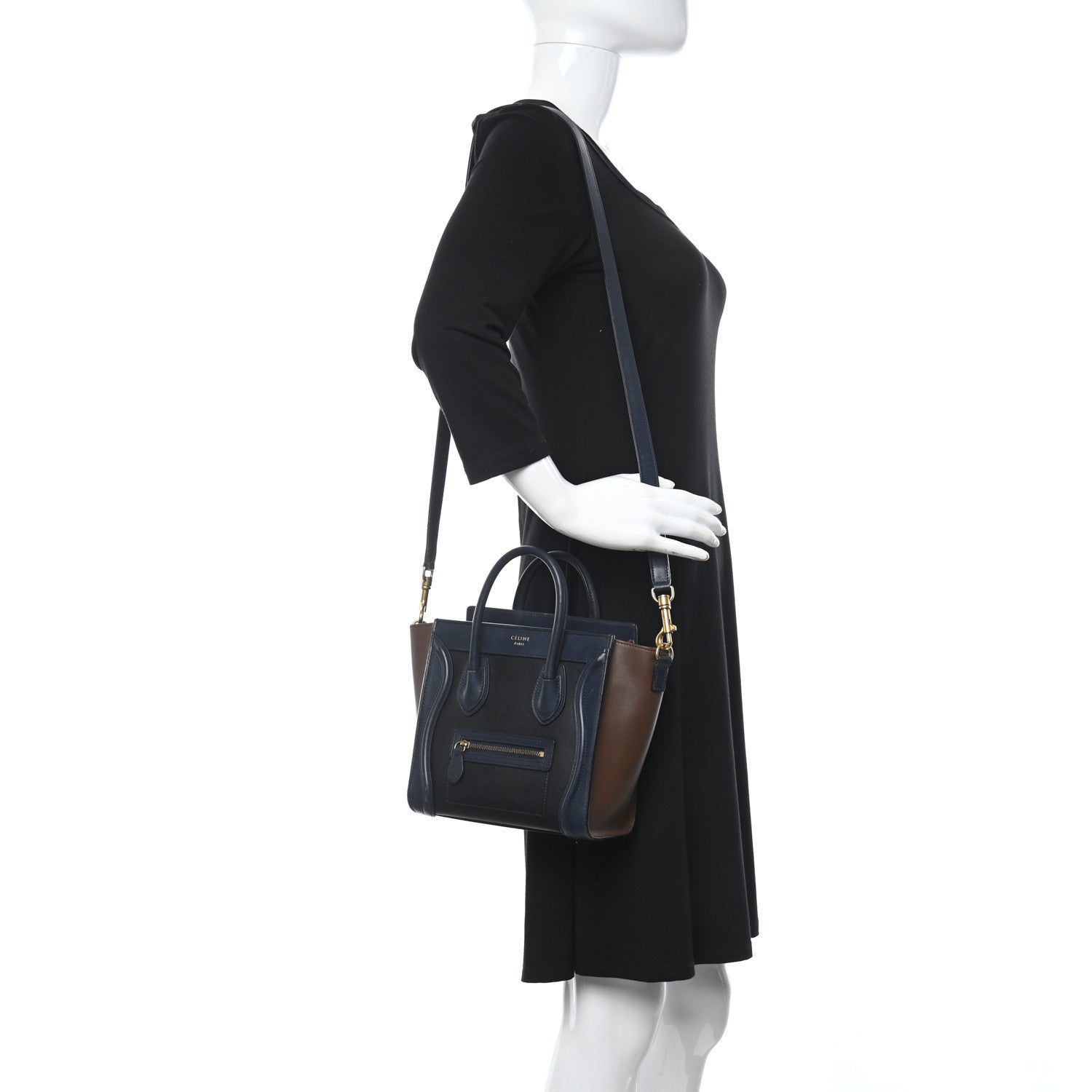 Celine Smooth Drummed Calfskin Nano Tri-Color Luggage Black 2 of 12