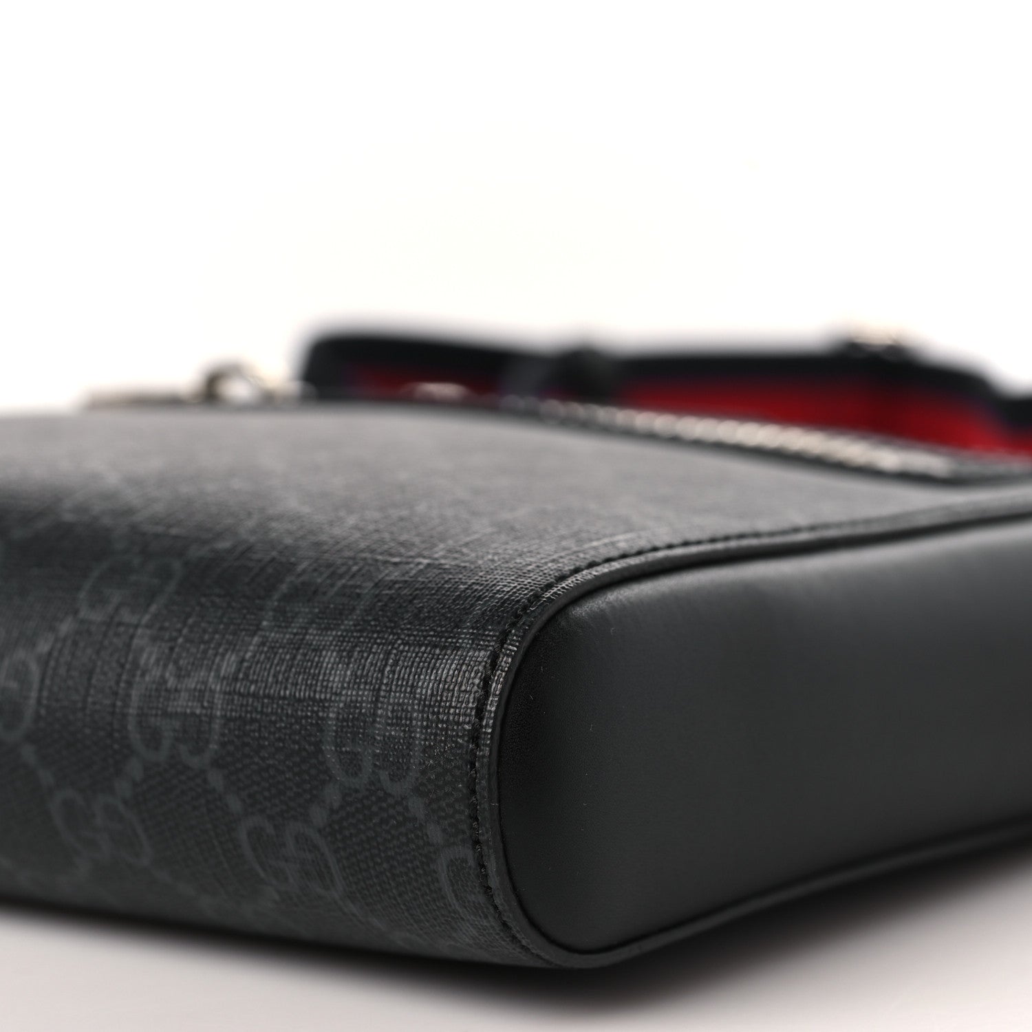 Gucci GG Supreme Monogram Web Small Flat Messenger Bag Black Grey 9 of 9