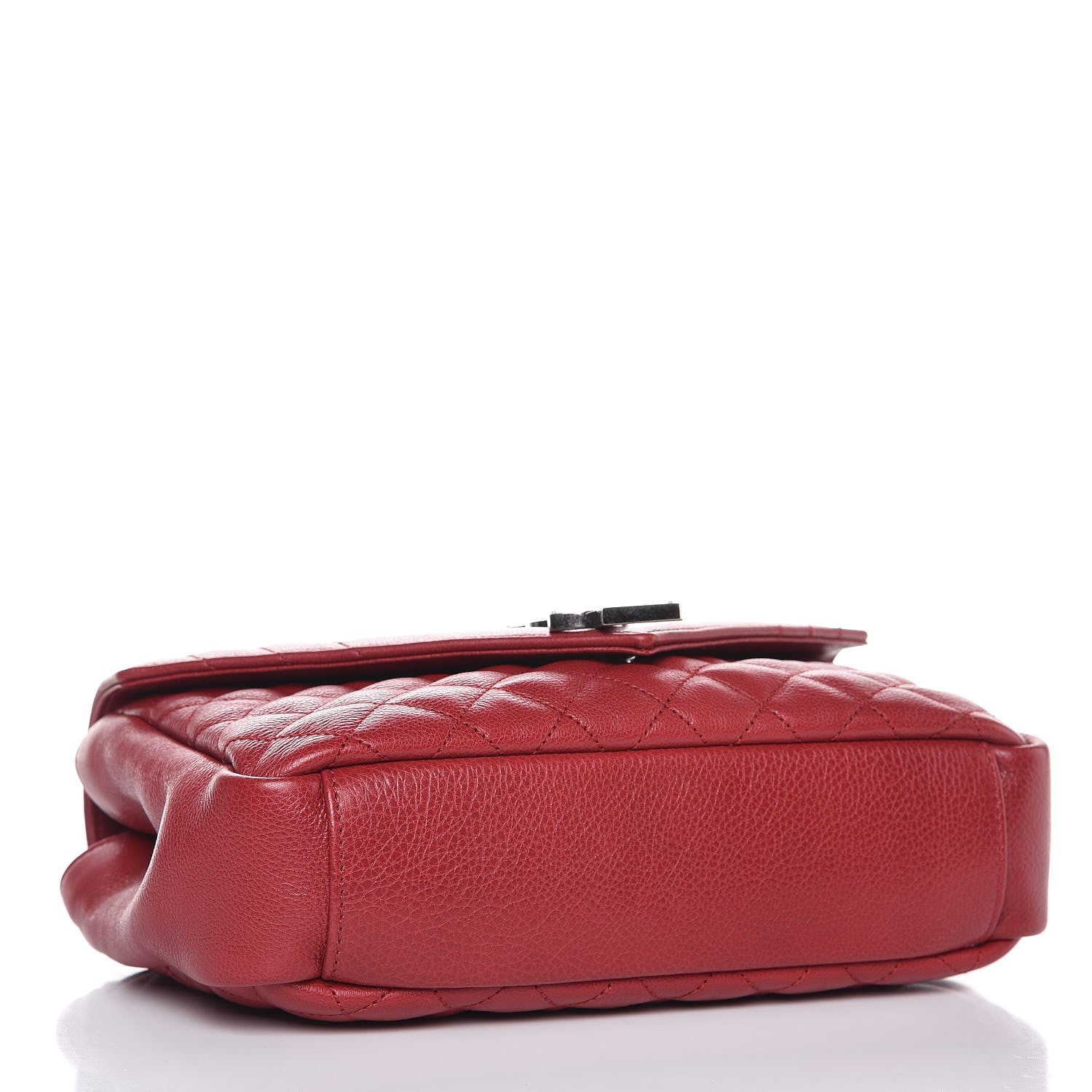 Saint Laurent Grained Calfskin Medium Triquilt College Monogram Satchel Red 4 of 8