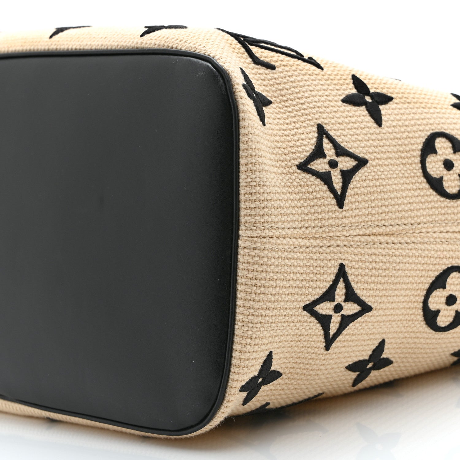 Louis Vuitton Cotton Monogram Embroidered Neverfull MM Beige Black Beige Black 10 of 10