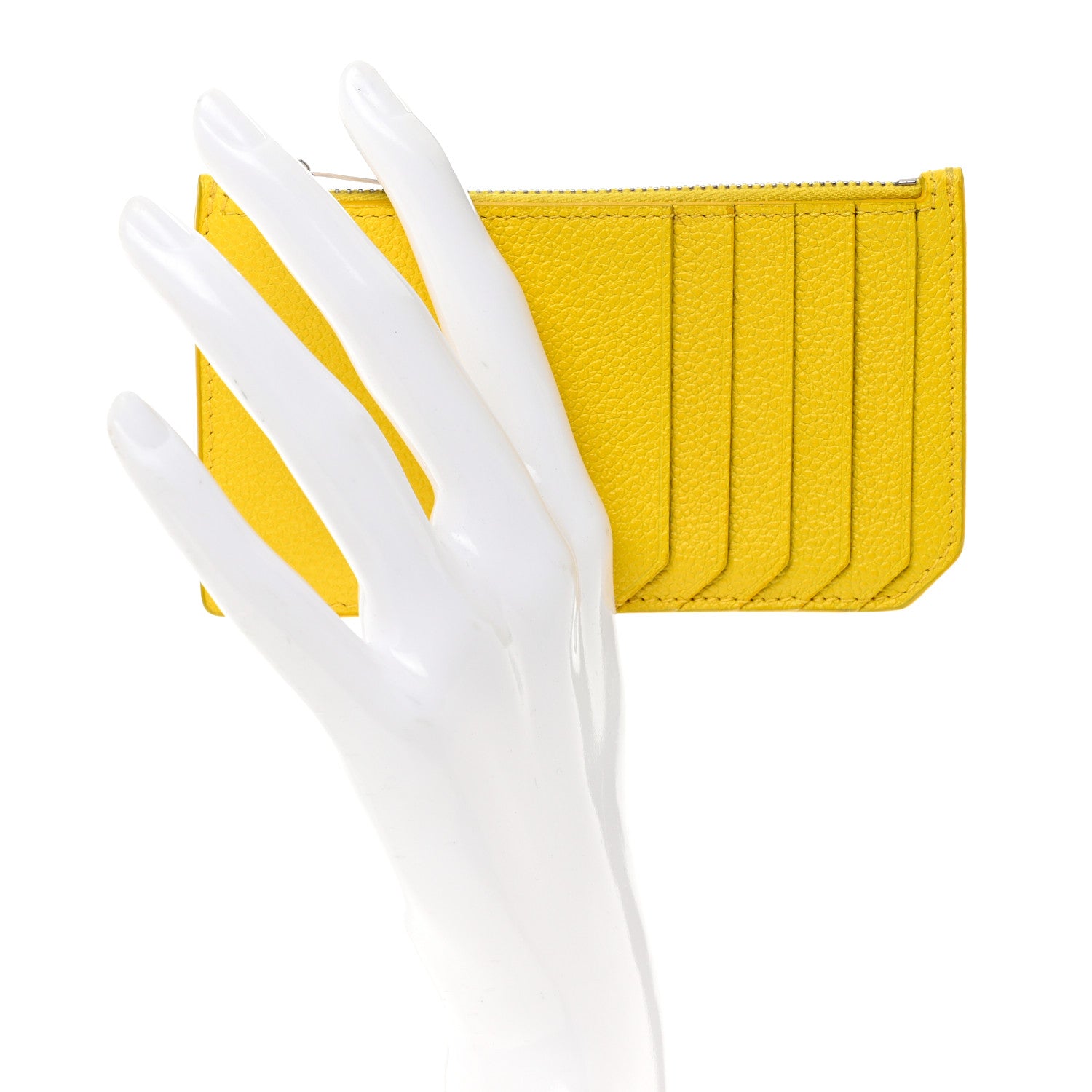 Saint Laurent Grained Calfskin 5 Fragments Zip Pouch Card Holder Sunflower 2 of 8