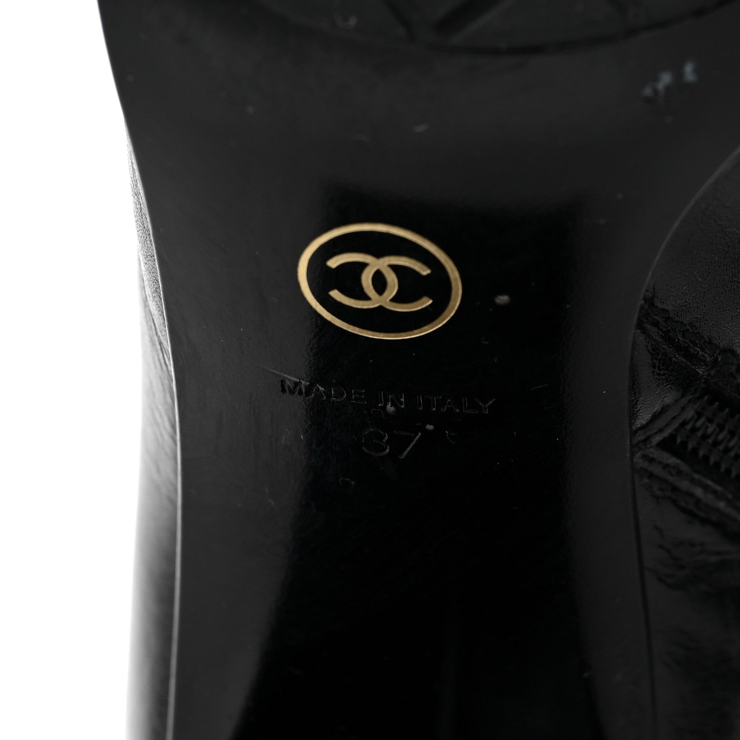 Chanel Crackled Calfskin CC Short Boots 37 Black 6 of 7