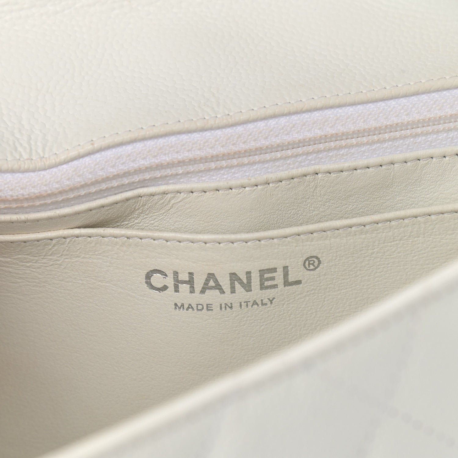Chanel Caviar Quilted Jumbo Single Flap White 6 of 11