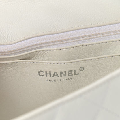 Chanel Caviar Quilted Jumbo Single Flap White 6 of 11