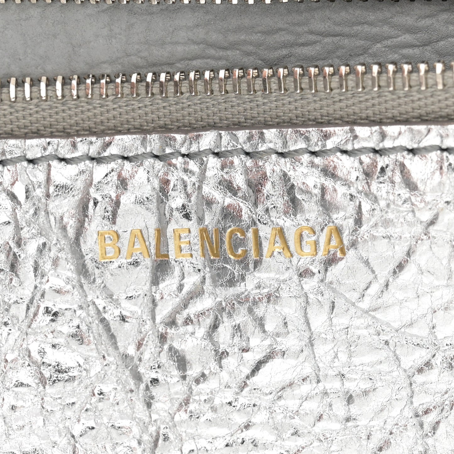 Metallic Calfskin Papier A6 Zip Around Tote Silver
