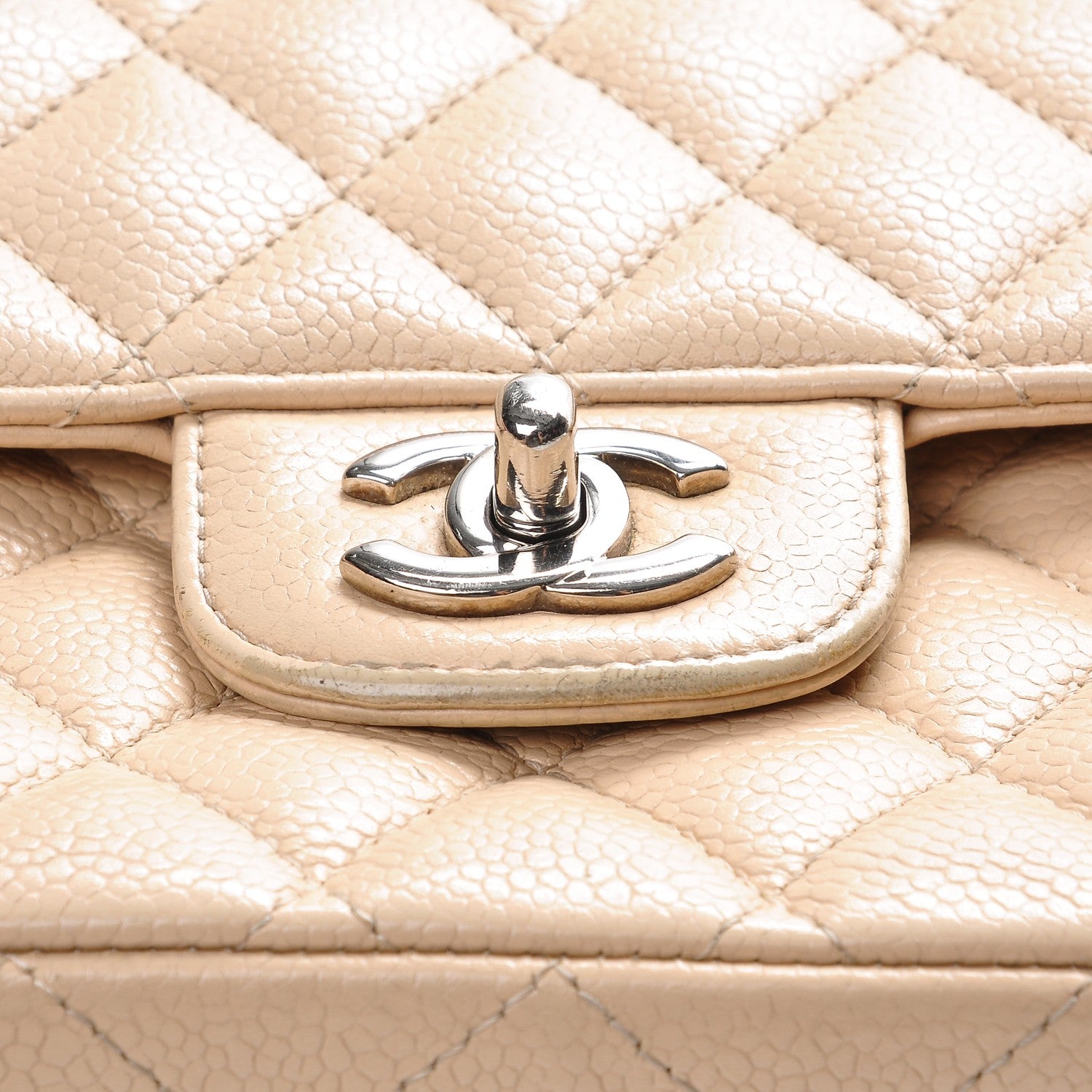 Chanel Caviar Quilted Medium Double Flap Beige Clair 18 of 19