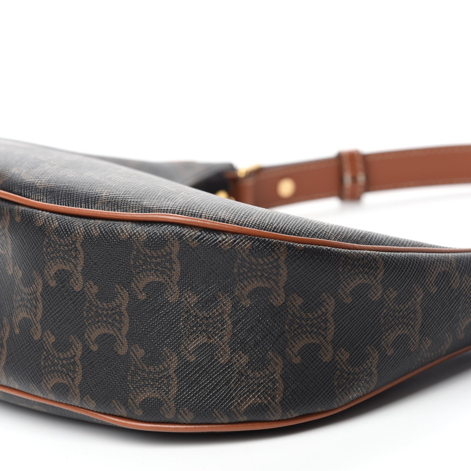 Celine Triomphe Canvas Calfskin Ava Shoulder Bag Tan 7 of 9